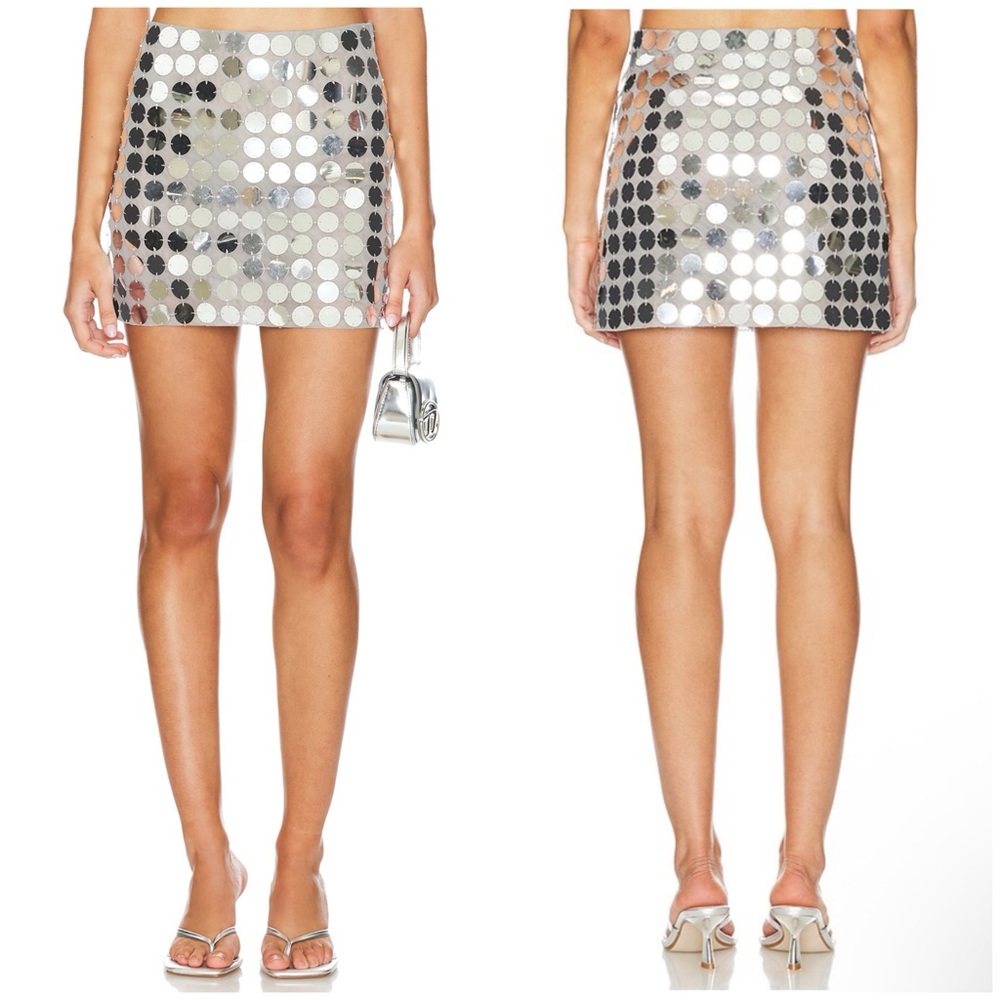 Lovers and Friends Gilles Sequin Mini Skirt in Disco Silver